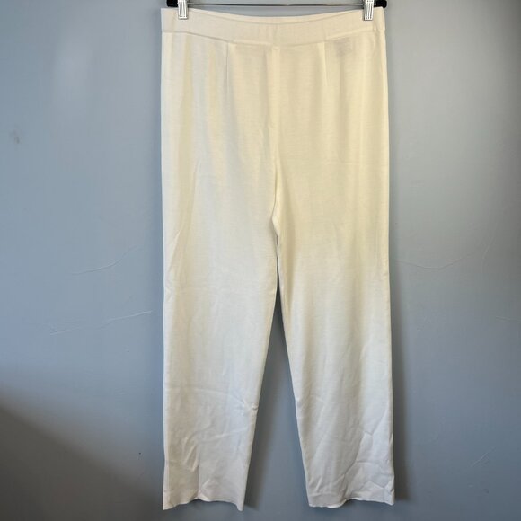 Misook White Nylon Pull-on Pants Size XL Minimalist Contemporary - Picture 3 of 7